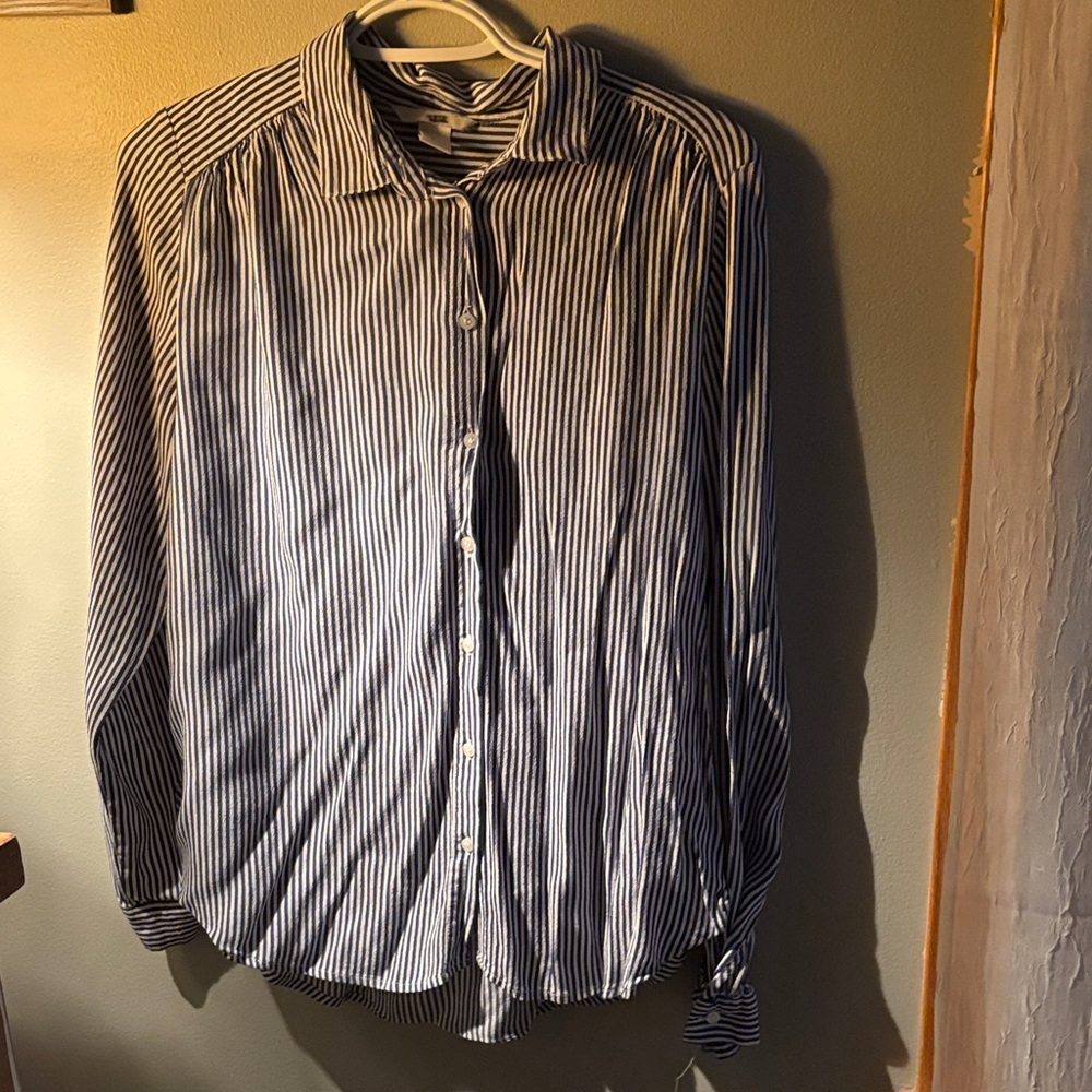 H&M Black and White Striped Button Down Shirt